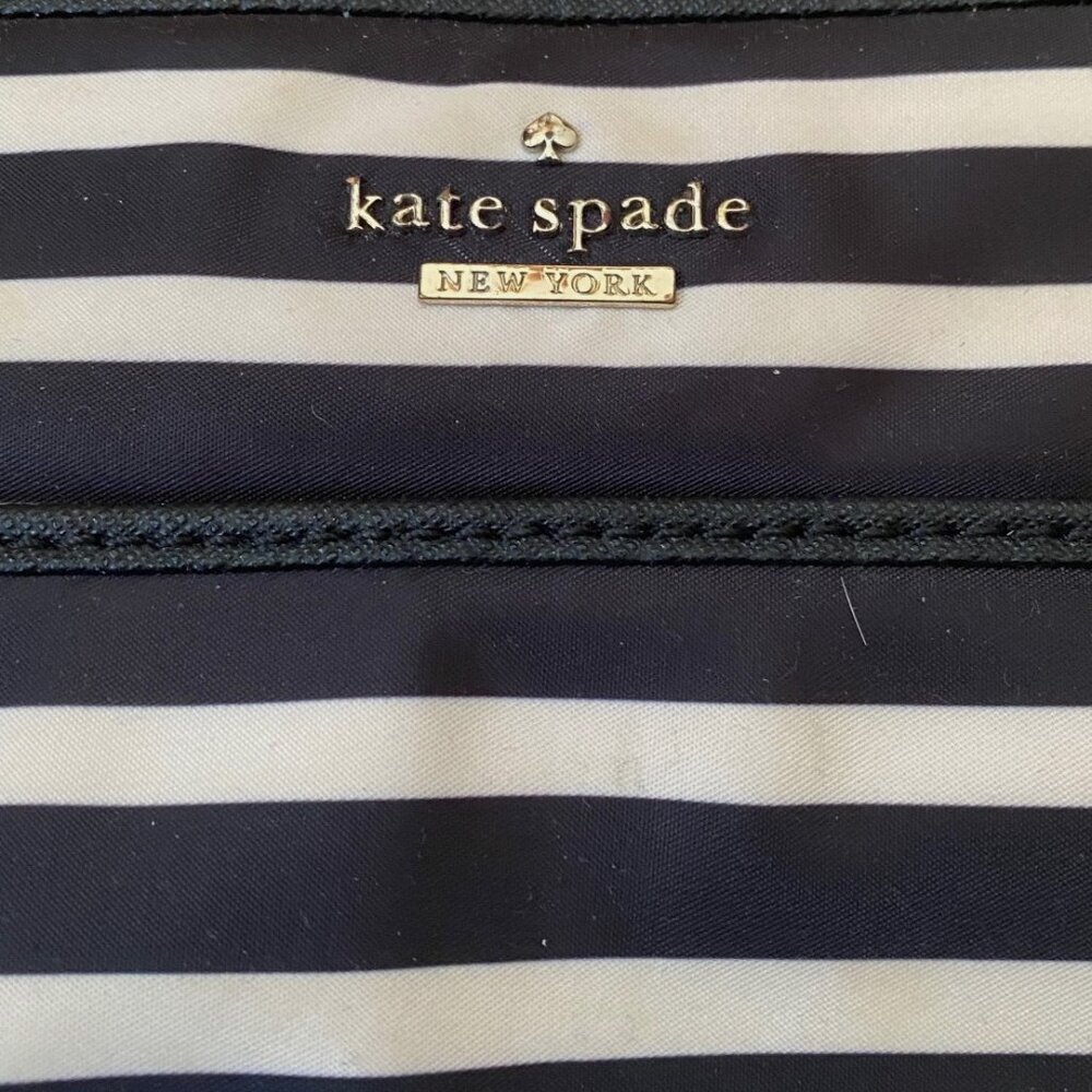 Kate Spade striped black and tan crossbody nylon purse bag - Picture 10 of 16